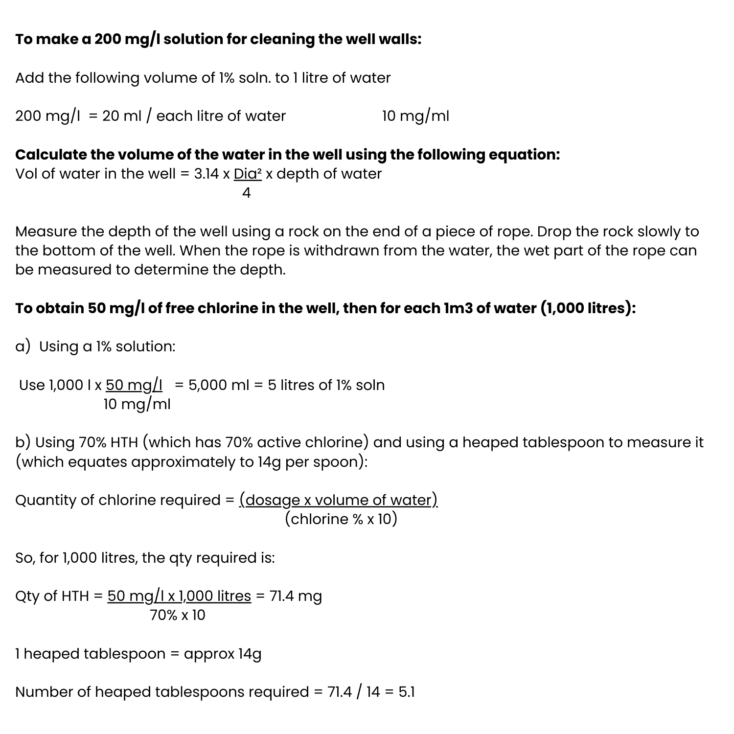 To make a 200 mgl solution for cleaning the well walls Add the following volume of 1 soln. to 1 litre of water 200 mgl 20 ml each litre of water 10 mgml Calculate the volume of the water in th 2